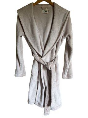 Ugg Miranda Size Small Tan Fuzzy Fleece Knee Length Robe UA5358W